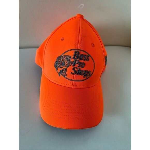 BASS PRO SHOPS Unisex Adjustable Hat-Orange with American flag - Picture 1 of 7
